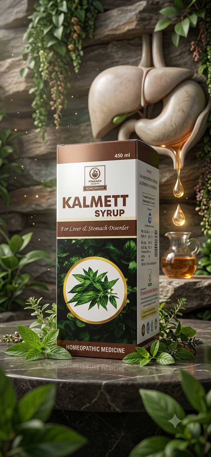 KALMETT SYRUP — For liver and stomach disorders. Homoeopathic syrup, 450 ml. by Prakash Medicity Homeopathy