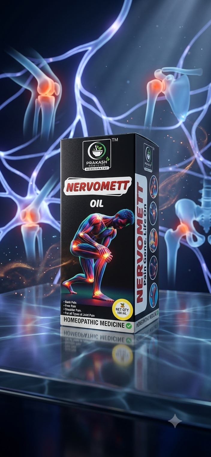 NERVOMETT OIL — For back, shoulder and joint pain. Homoeopathic pain relief oil, 100 ml. by Prakash Medicity Homeopathy