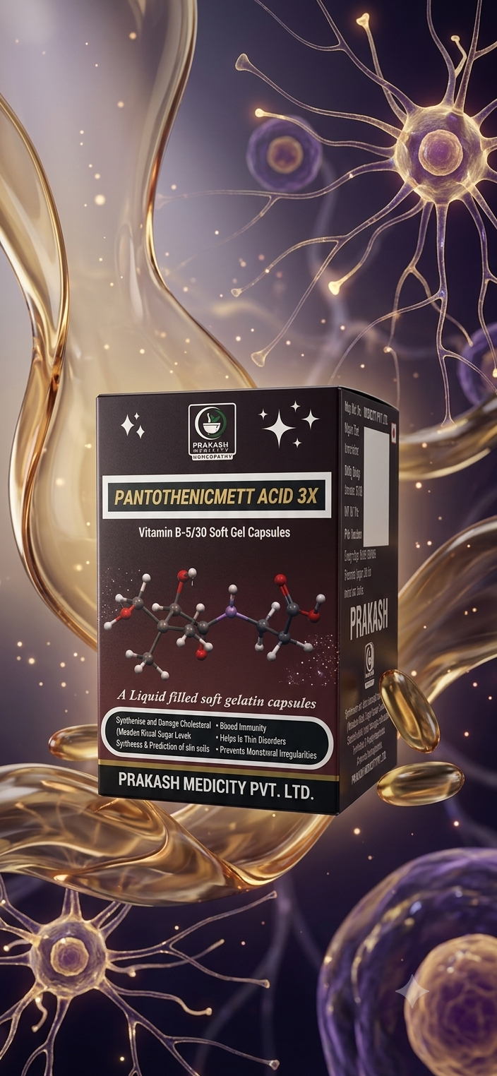 PANTOTHENICMETT ACID 3X — Vitamin B-5 soft gel capsules. Liquid filled soft gelatin capsules, 30 capsules. by Prakash Medicity Homeopathy