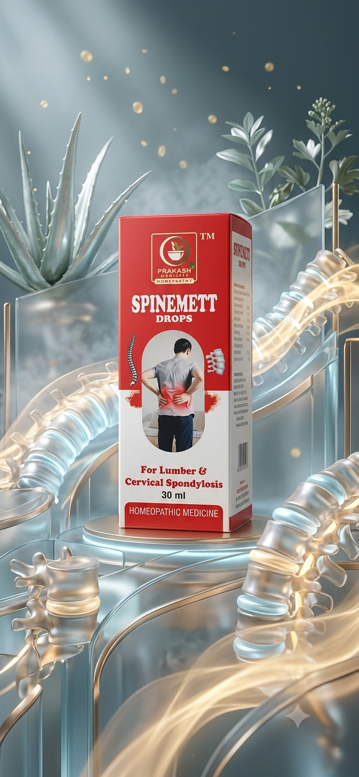 SPINEMETT DROPS — For lumbar and cervical spondylosis. Homoeopathic drops, 30 ml. by Prakash Medicity Homeopathy