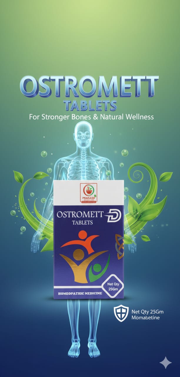 OSTROMETT TABLETS — For stronger bones and natural wellness. Homoeopathic tablets, net qty 25 gm. by Prakash Medicity Homeopathy