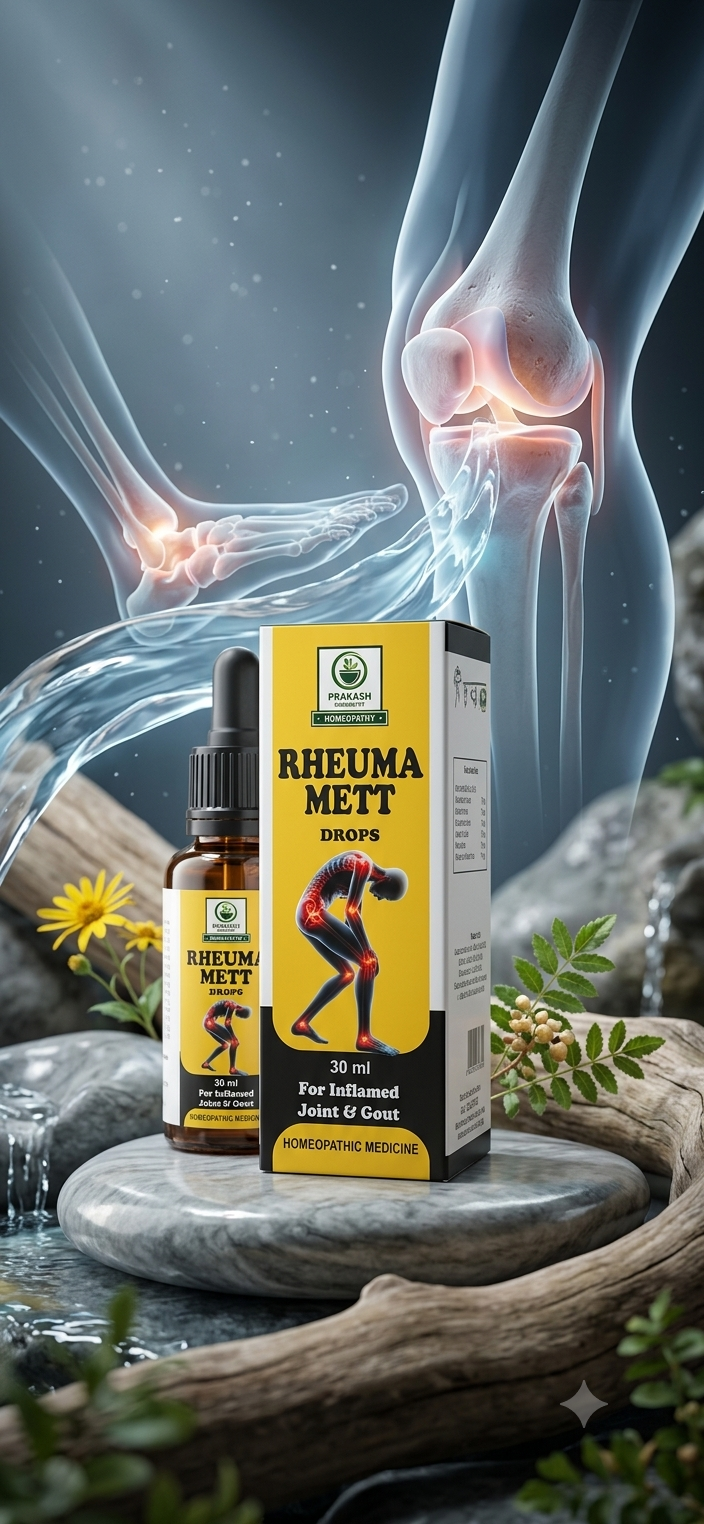 RHEUMA METT DROPS — For inflamed joint and gout. Homoeopathic drops, 30 ml. by Prakash Medicity Homeopathy