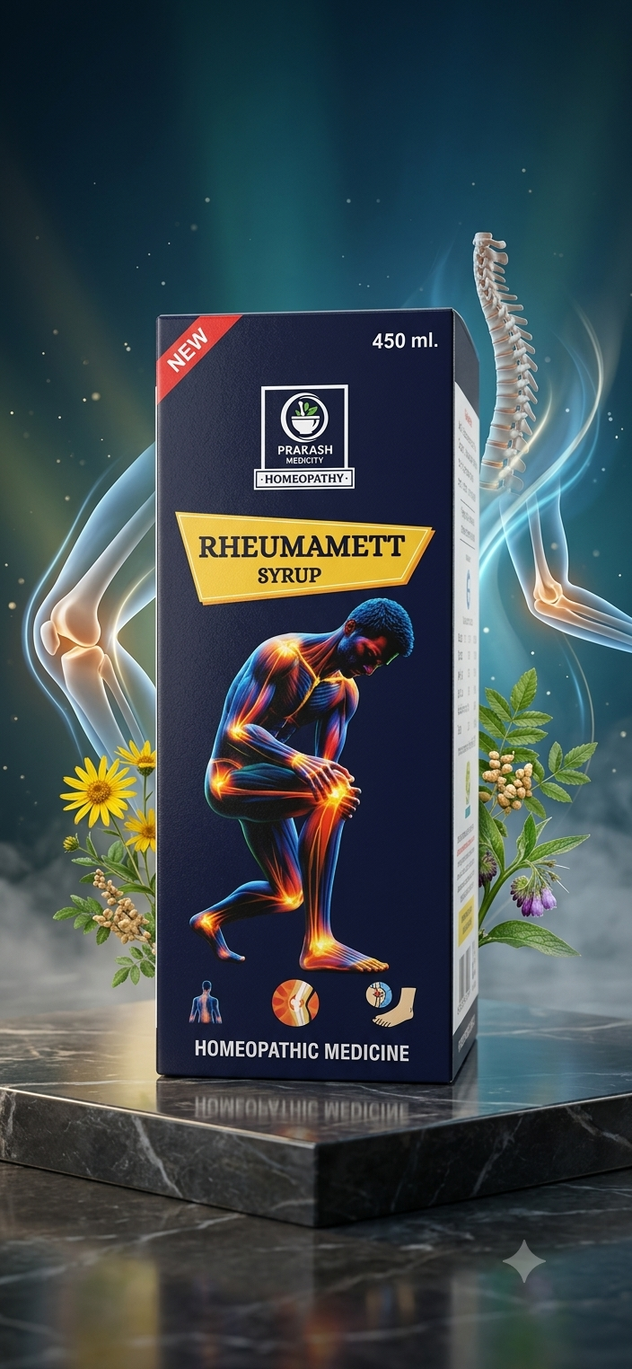 RHEUMAMETT SYRUP — For rheumatic and joint pain relief. Homoeopathic syrup, 450 ml. by Prakash Medicity Homeopathy